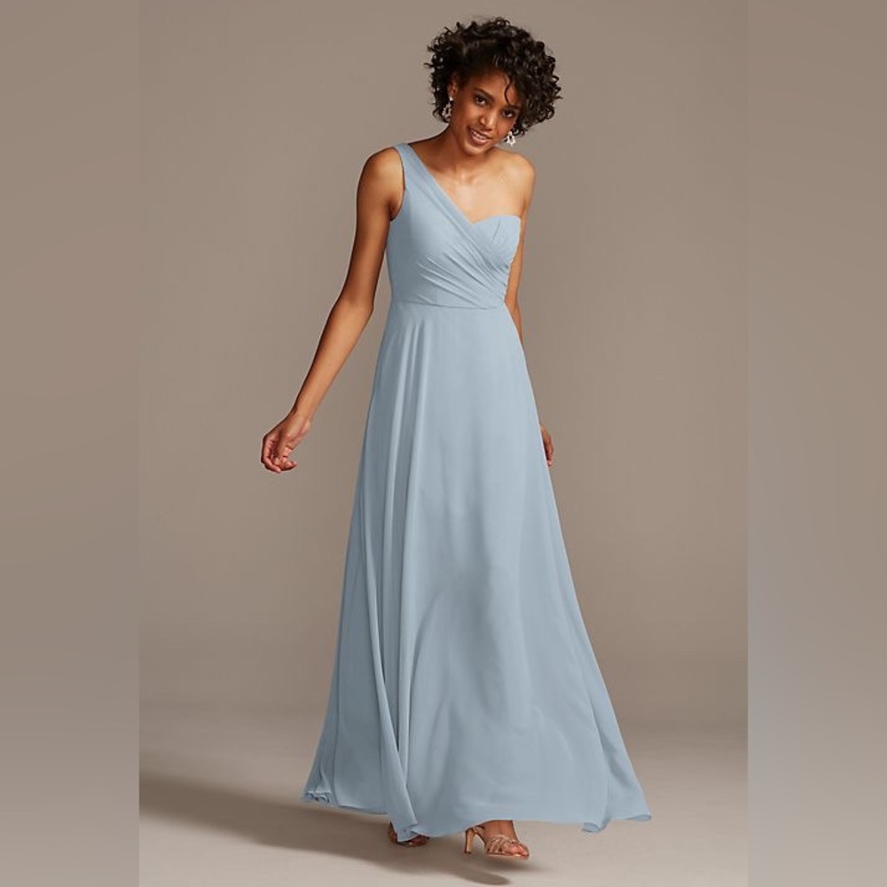 BRIDESMAID DRESS - DAVID’s BRIDAL; Size 0 (altered), Dusty Blue Maxi Dress